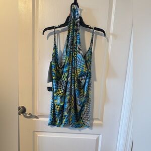 Rocawear Blue and Yellow Beach Wrap Dress